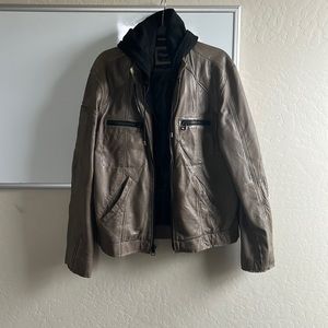 7 diamonds leather jacket with cotton hood lining